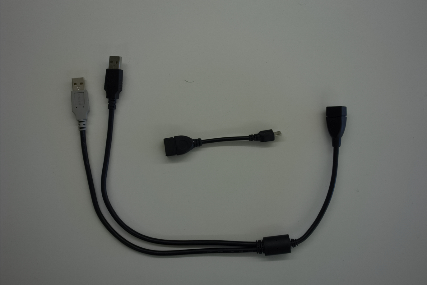 A y-cable and an On-the-go cable