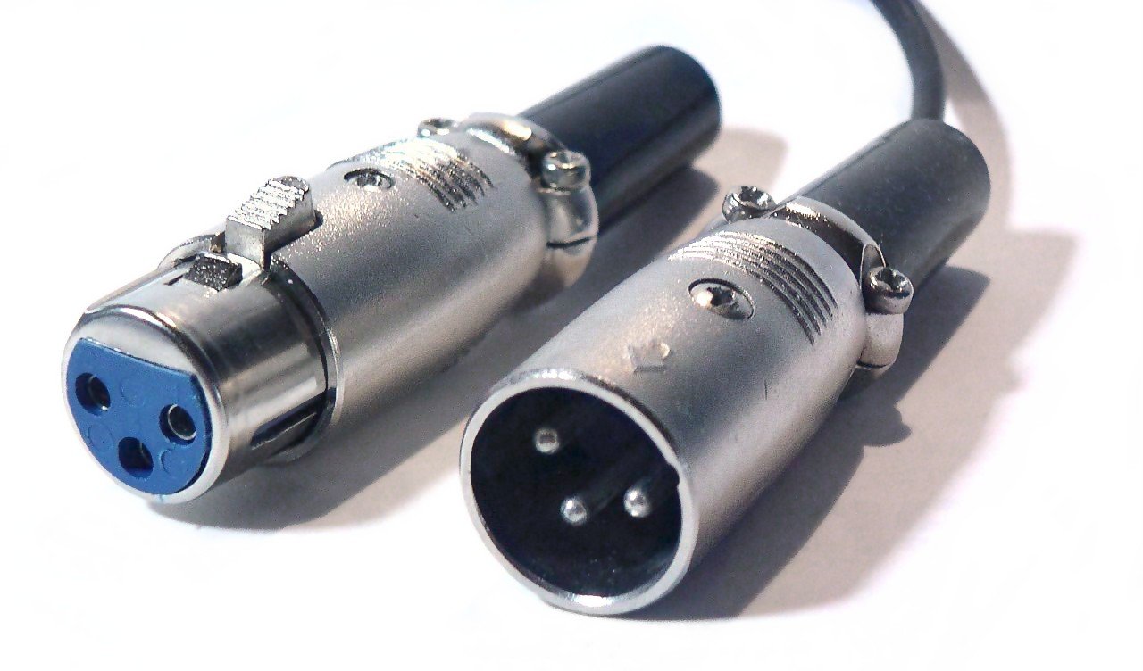 A picture of male and female XLR connectors