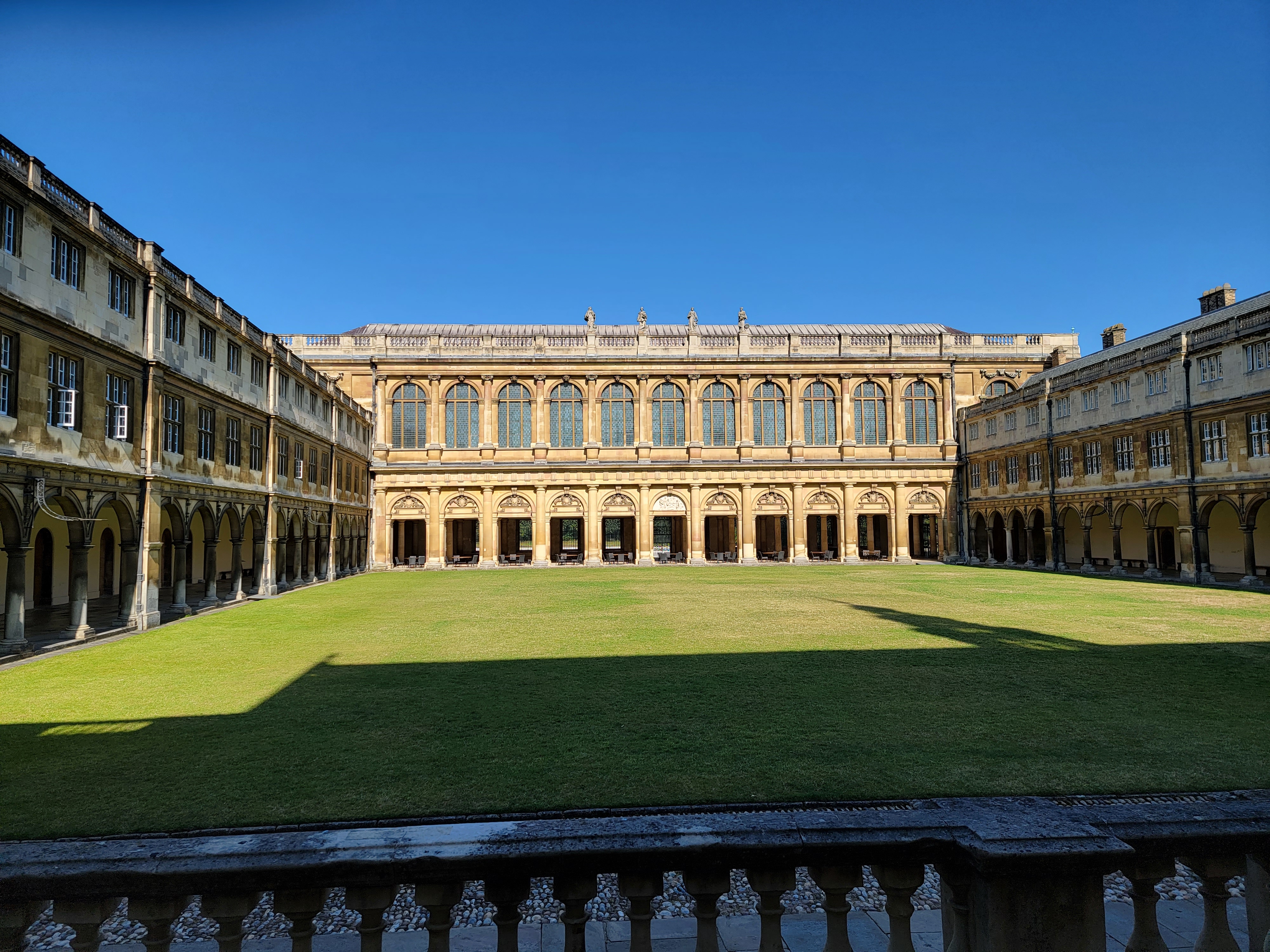 The Wren Library taken from opposite its place with Neville's Court in the foreground.